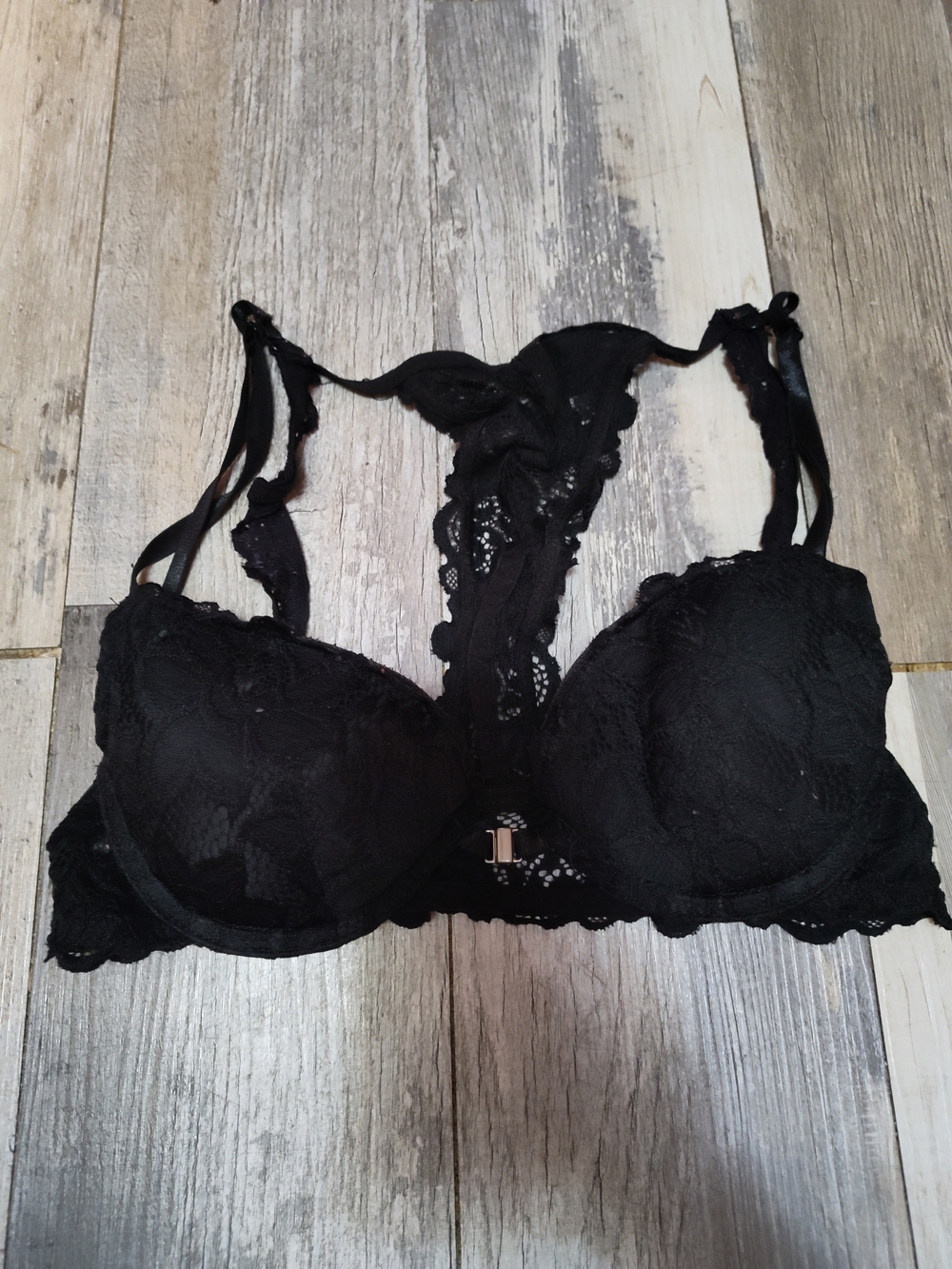 5/$25 SALE True Rue 21 Size 34B Underwire Black Lace Racerback Push-Up Bra